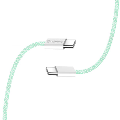 Cabo de Dados e Carregamento USB-C - USB-C ColorWay CW-CBPDCC061, 60W, 1m, Verde