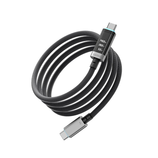 Cabo de Dados e Carregamento USB-C - USB-C Cuktech CTC620P Display, 240W, 2m, Preto CCTC620POSBK