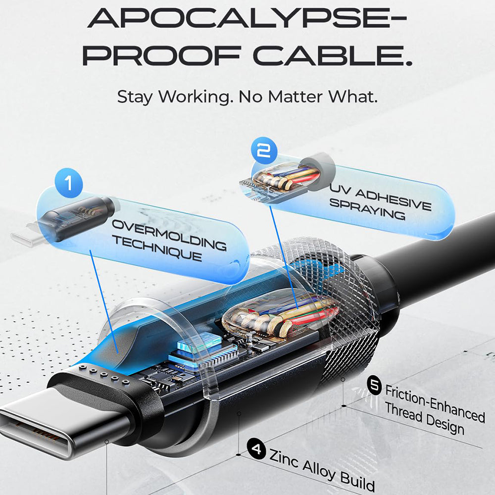 Cabo de Dados e Carregamento USB-C - USB-C Lisen L115, 100W, 3m, Cinzento YL0126010031