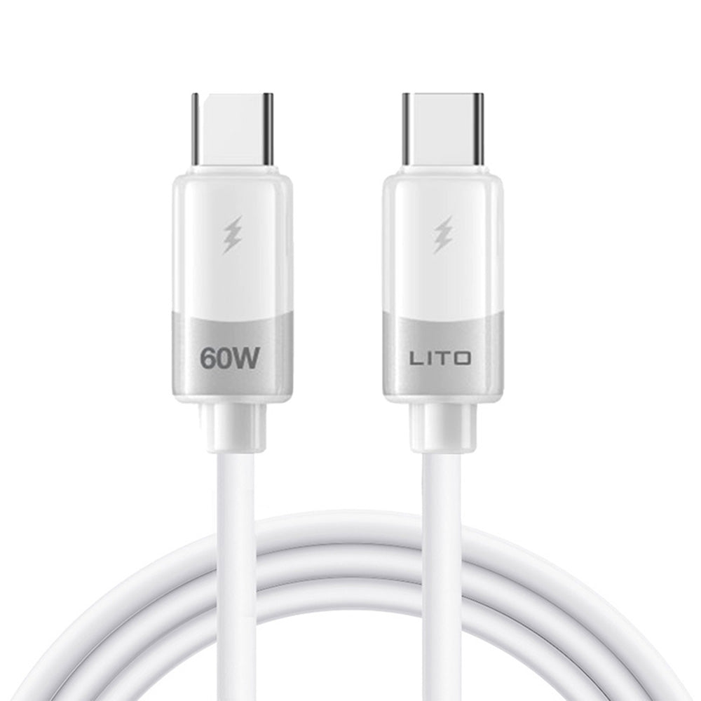 Cabo de Dados e Carregamento USB-C - USB-C Lito LD07, 60W, 1m, Branco