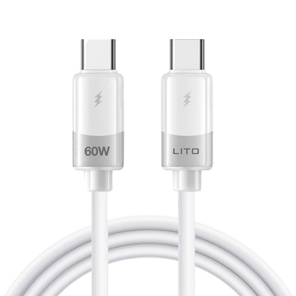 Cabo de Dados e Carregamento USB-C - USB-C Lito LD07, 60W, 1m, Branco