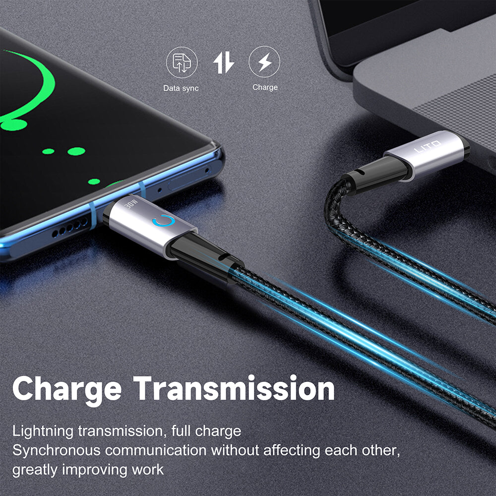 Cabo de Dados e Carregamento USB-C - USB-C Lito LD10CC, 60W, 1m, Preto