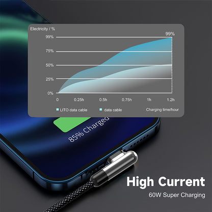 Cabo de Dados e Carregamento USB-C - USB-C Lito LD13CC, 60W, 1m, Preto