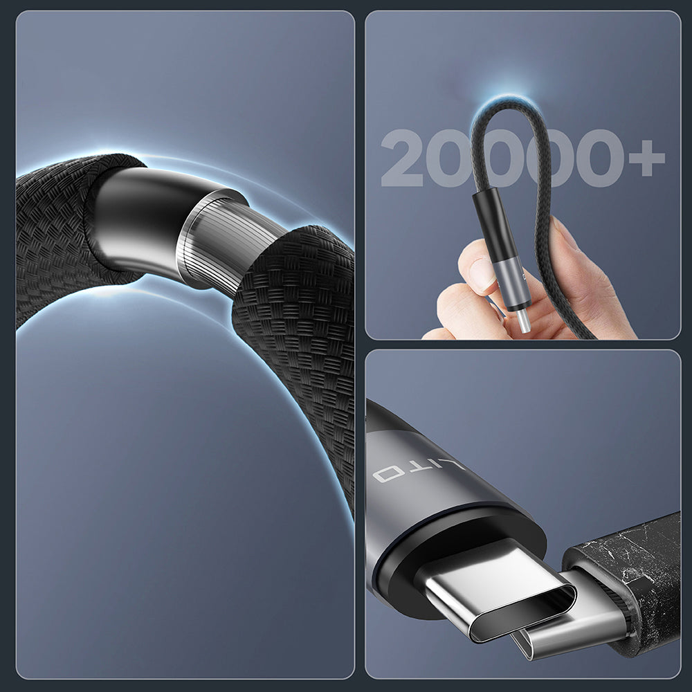 Cabo de Dados e Carregamento USB-C - USB-C Lito LD23CC, 100W, 1m, Cinzento