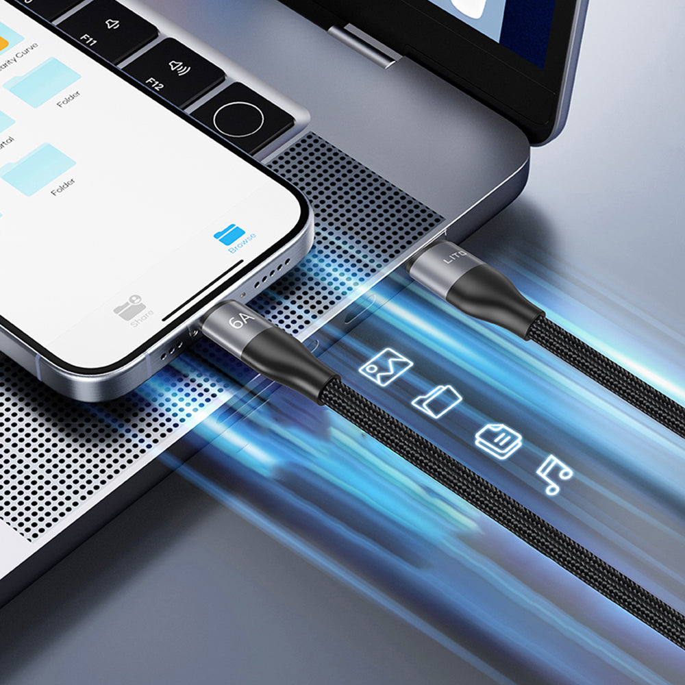 Cabo de Dados e Carregamento USB-C - USB-C Lito LD23CC, 100W, 1m, Cinzento