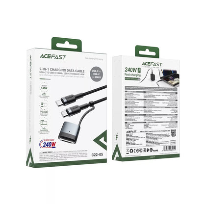 Cabo de Carregamento Acefast, USB-C - USB-C / MagSafe 3, 240W, 1.2m, Preto