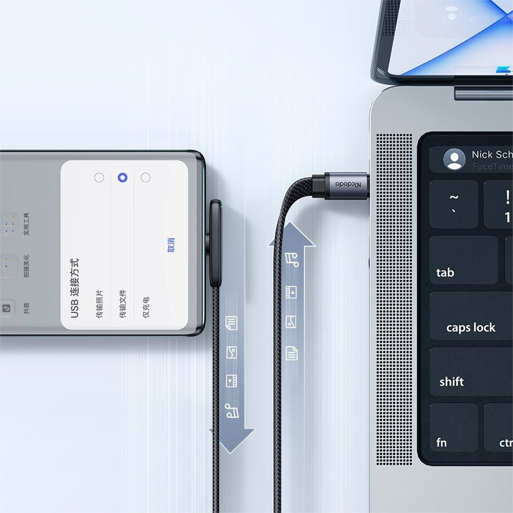 Cabo de Dados e Carregamento USB-C - USB-C McDodo CA-3360 Angled, 65W, 1.2m, Preto