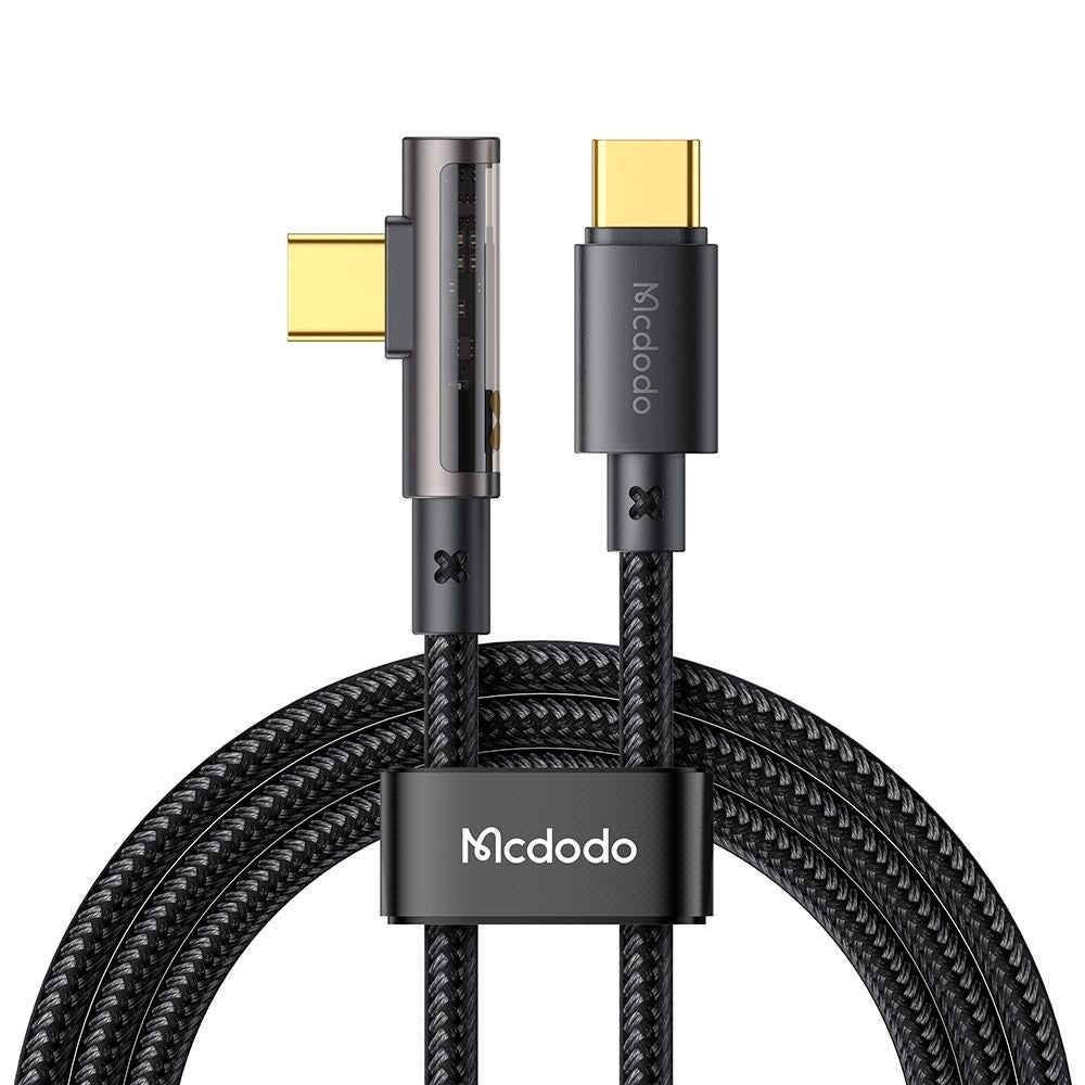Cabo de Dados e Carregamento USB-C - USB-C McDodo CA-3400 Angled, 100W, 1.2m, Preto