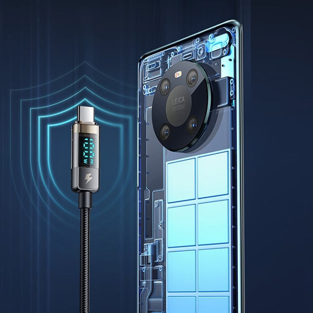 Cabo de Dados e Carregamento USB-C - USB-C McDodo CA-3610 Display Auto Power Off, 100W, 1.2m, Preto