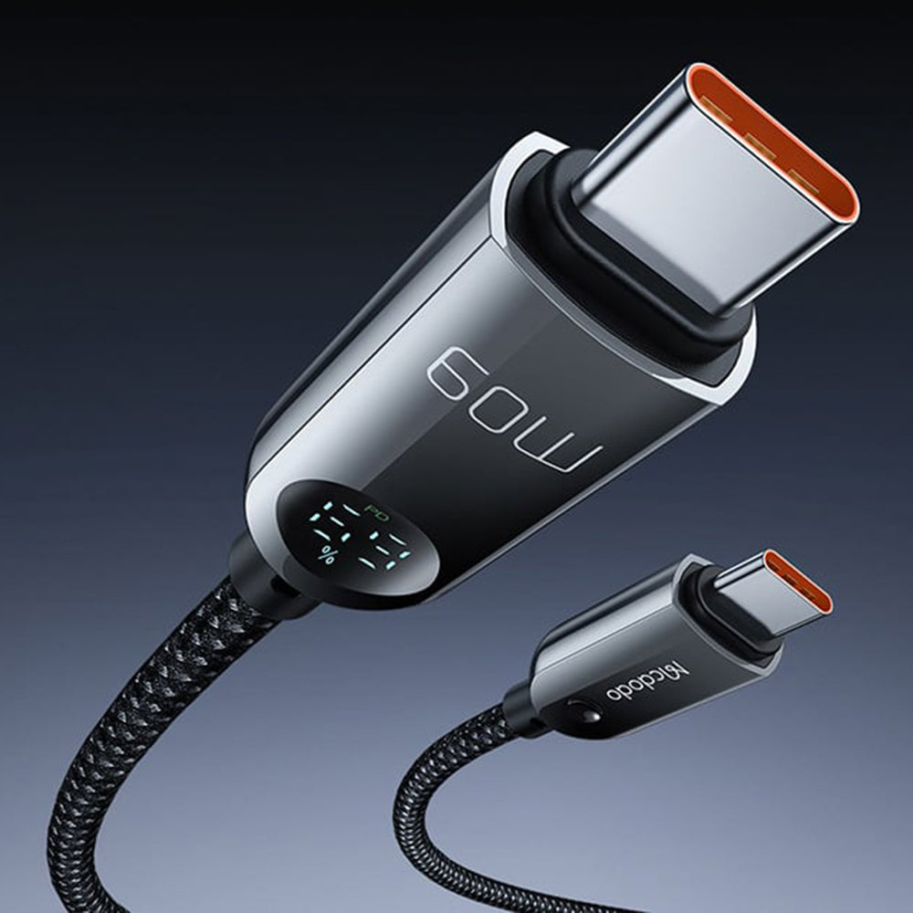 Cabo de Dados e Carregamento USB-C - USB-C McDodo CA-4780 Display, 60W, 1.2m, Preto