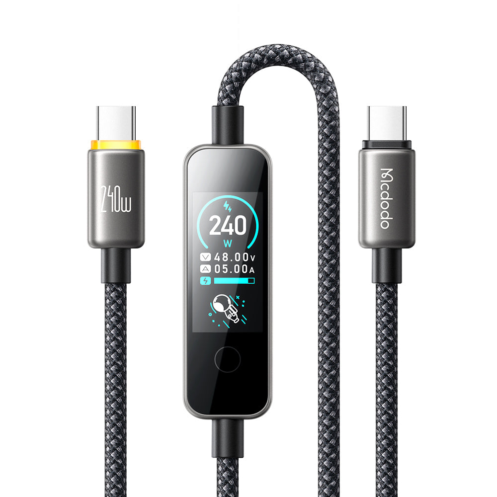 Cabo de Dados e Carregamento USB-C - USB-C McDodo CA-8750 Display, 240W, 1,2m, Preto