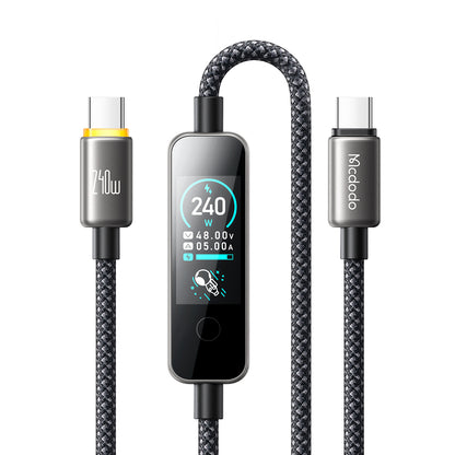 Cabo de Dados e Carregamento USB-C - USB-C McDodo CA-8750 Display, 240W, 1,2m, Preto