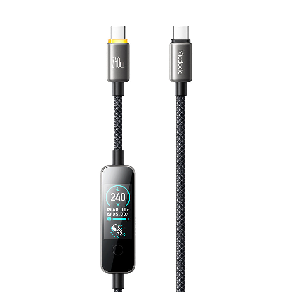 Cabo de Dados e Carregamento USB-C - USB-C McDodo CA-8750 Display, 240W, 1,2m, Preto