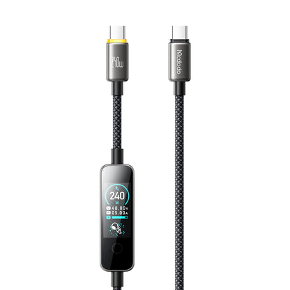 Cabo de Dados e Carregamento USB-C - USB-C McDodo CA-8750 Display, 240W, 1,2m, Preto