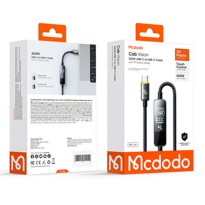 Cabo de Dados e Carregamento USB-C - USB-C McDodo CA-8750 Display, 240W, 1,2m, Preto