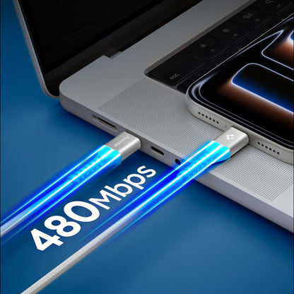 Cabo de Dados e Carregamento USB-C - USB-C Spigen EB10010CCA, 100W, 1m, Branco ACA11102