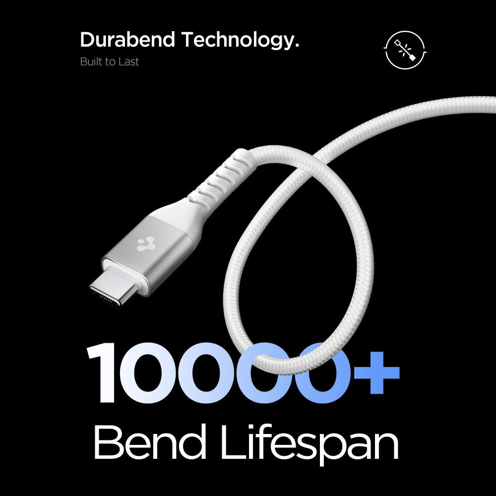 Cabo de Dados e Carregamento USB-C - USB-C Spigen EB10010CCA, 100W, 1m, Branco ACA11102
