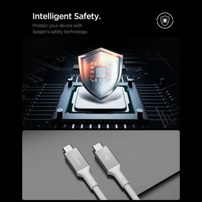 Cabo de Dados e Carregamento USB-C - USB-C Spigen EB10015CC, 100W, 1.5m, Branco ACA10420