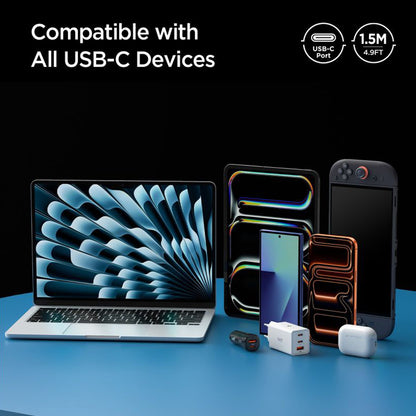 Cabo de Dados e Carregamento USB-C - USB-C Spigen EB10015CC, 100W, 1.5m, Branco ACA10420