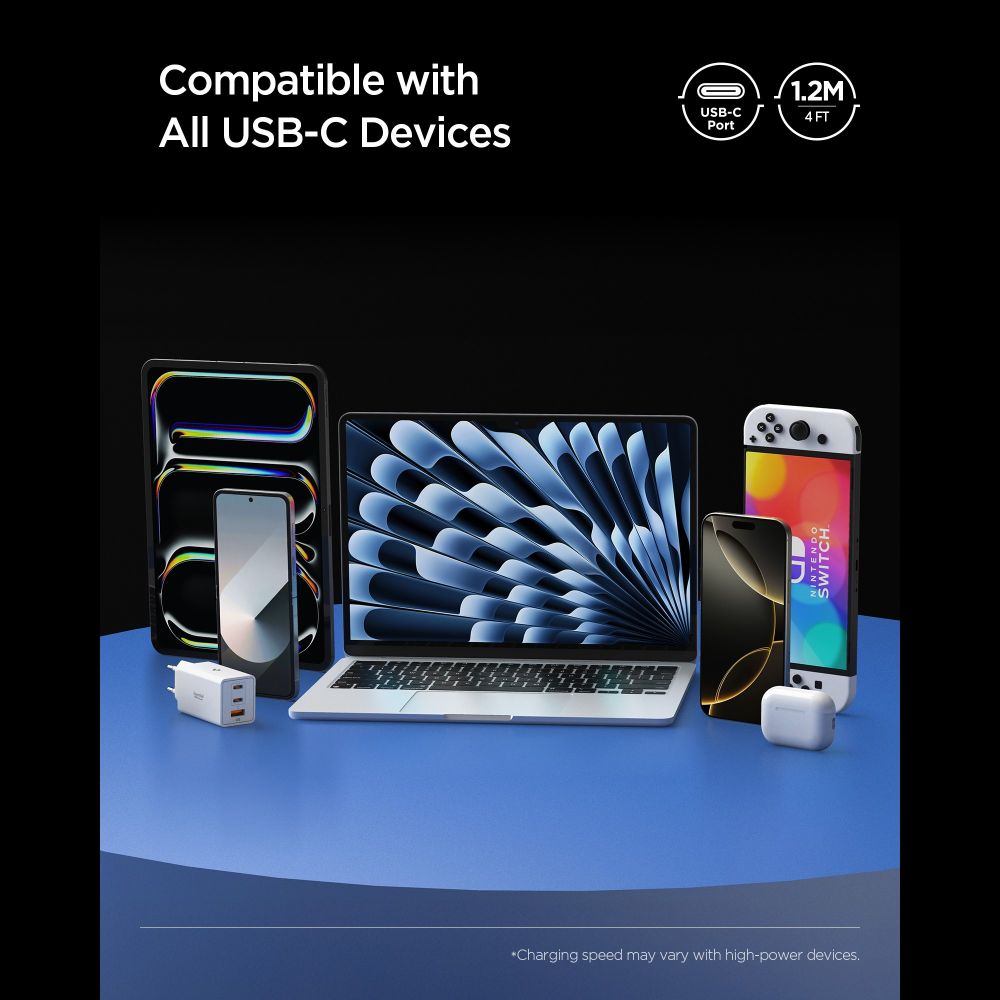 Cabo de Dados e Carregamento USB-C - USB-C Spigen EB24012CC, 240W, 1.2m, Preto