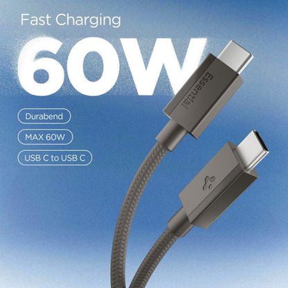 Cabo de Dados e Carregamento USB-C - USB-C Spigen EB6015CC, 60W, 1,5m, Cinzento ACA10418