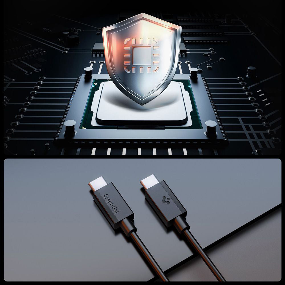 Cabo de Dados e Carregamento USB-C - USB-C Spigen Essential, 60W, 1m, Preto