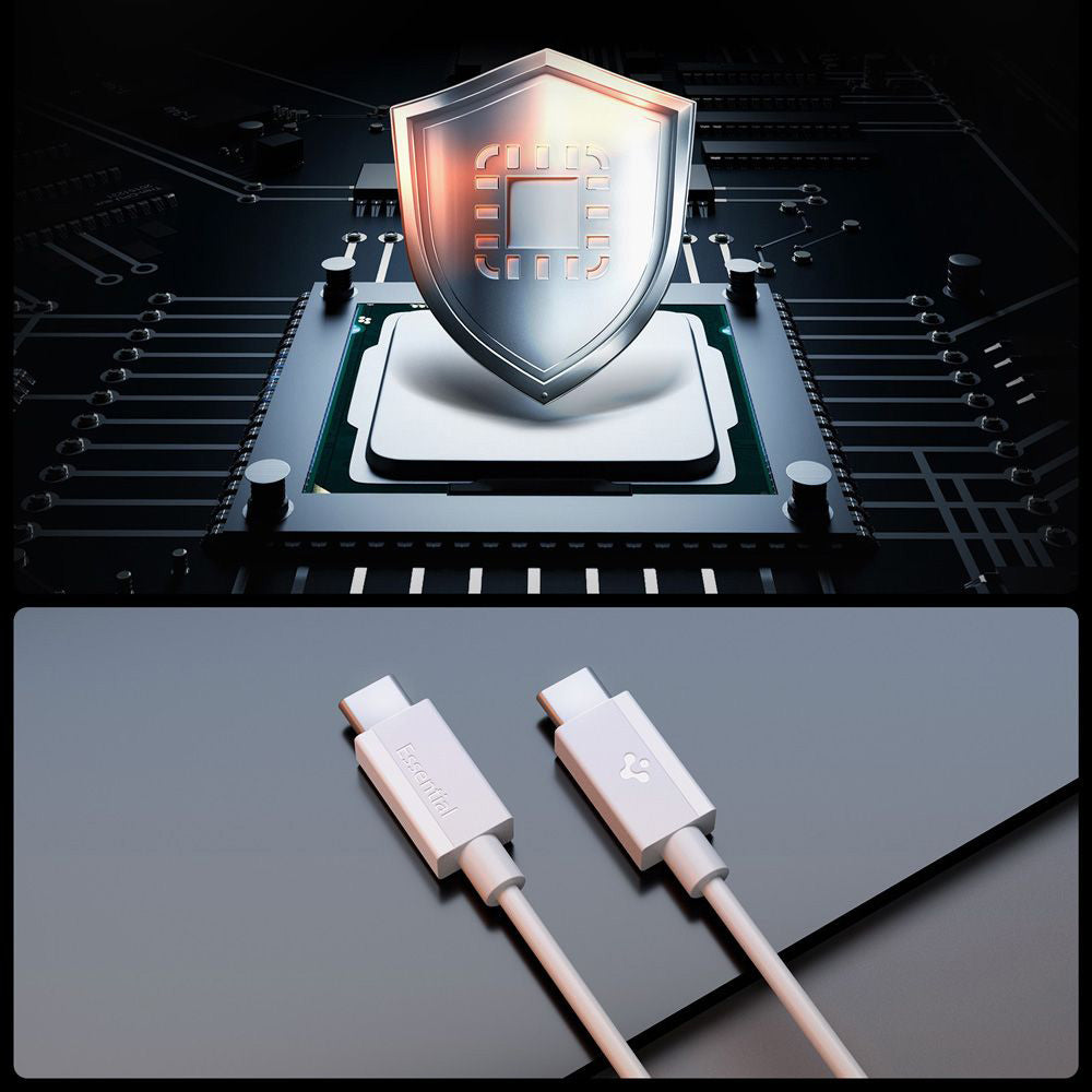 Cabo de Dados e Carregamento USB-C - USB-C Spigen Essential, 60W, 2m, Branco