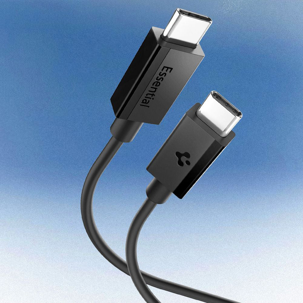 Cabo de Dados e Carregamento USB-C - USB-C Spigen Essential, 60W, 2m, Preto