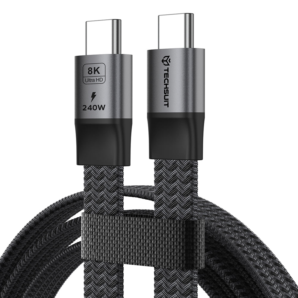 Cabo de Dados e Carregamento USB-C - USB-C Techsuit ElysiumSync Pro CX1, 240W, 1m, Cinzento