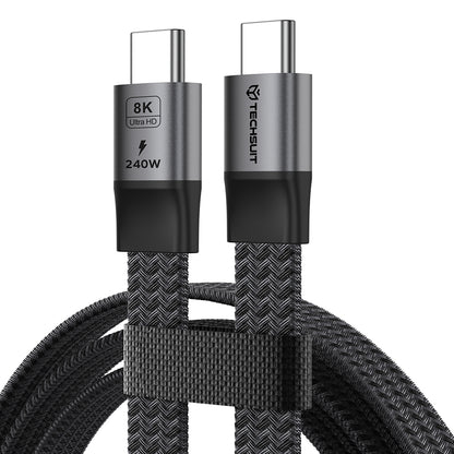 Cabo de Dados e Carregamento USB-C - USB-C Techsuit ElysiumSync Pro CX1, 240W, 1m, Cinzento