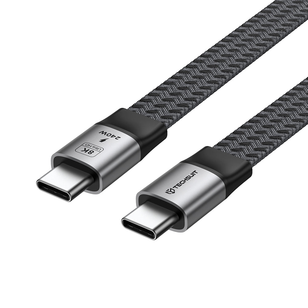 Cabo de Dados e Carregamento USB-C - USB-C Techsuit ElysiumSync Pro CX1, 240W, 1m, Cinzento