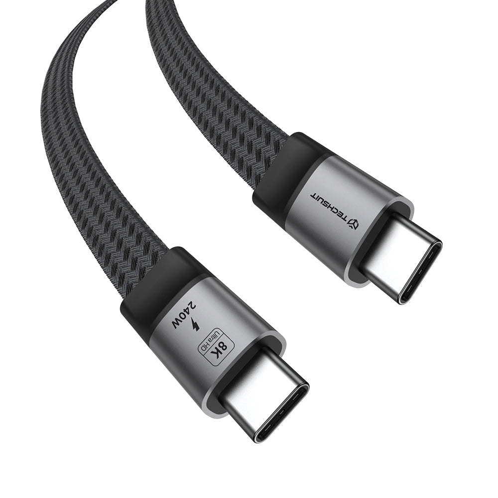 Cabo de Dados e Carregamento USB-C - USB-C Techsuit ElysiumSync Pro CX1, 240W, 1m, Cinzento