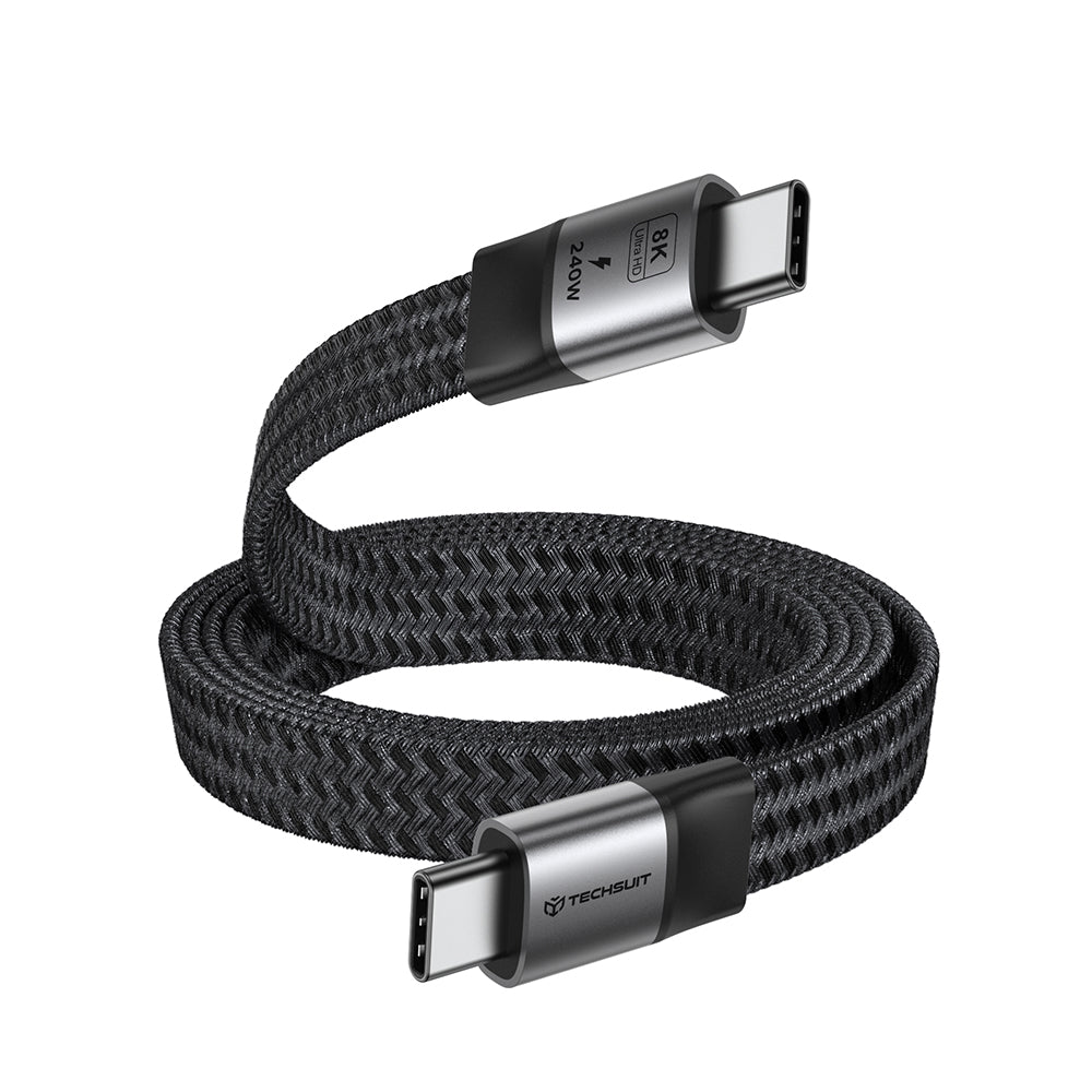 Cabo de Dados e Carregamento USB-C - USB-C Techsuit ElysiumSync Pro CX1, 240W, 1m, Cinzento