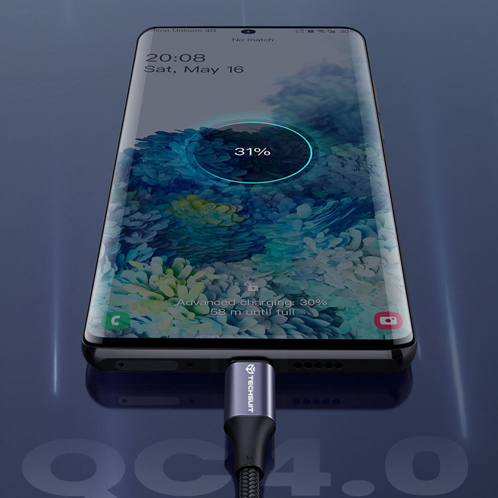 Cabo de Dados e Carregamento USB-C - USB-C Techsuit PCB018, 100W, 1m, Preto