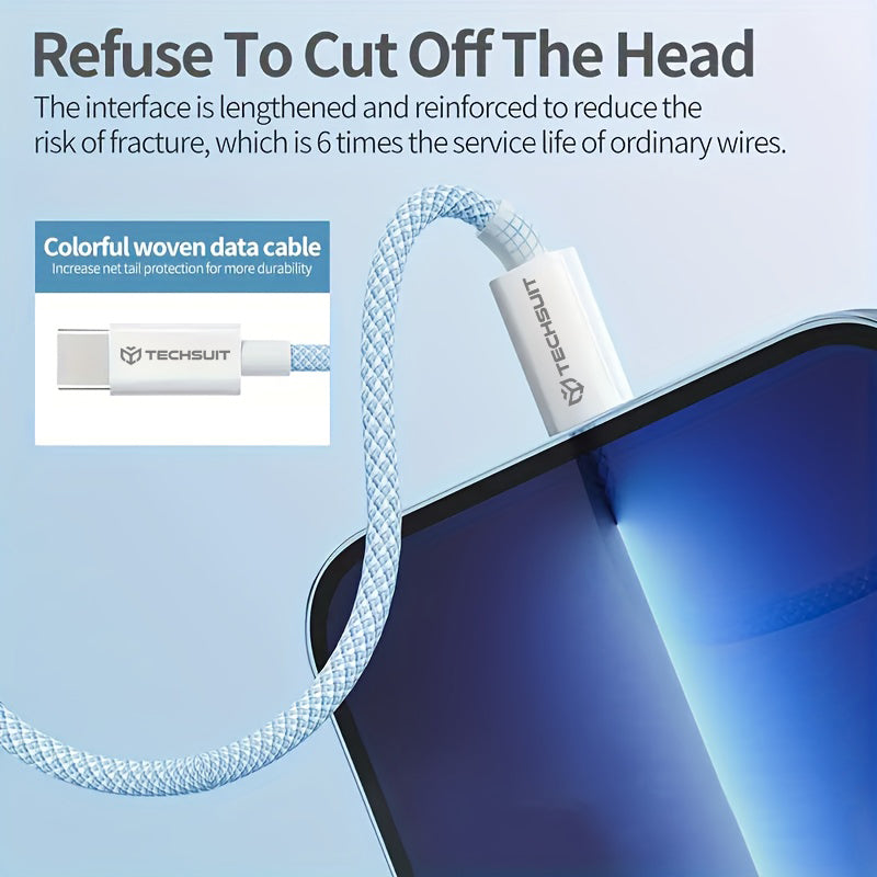 Cabo de Dados e Carregamento USB-C - USB-C Techsuit PCB114D, 60W, 1m, Amarelo