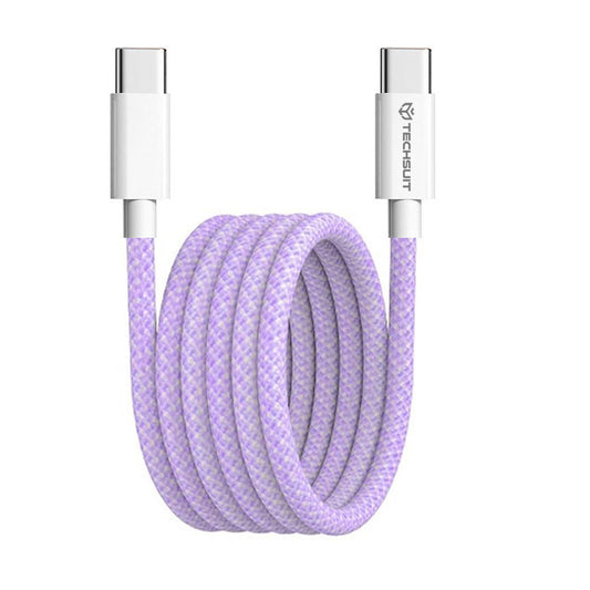 Cabo de Dados e Carregamento USB-C - USB-C Techsuit PCB114D, 60W, 1m, Roxo