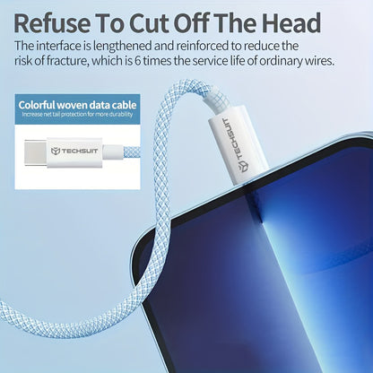 Cabo de Dados e Carregamento USB-C - USB-C Techsuit PCB114D, 60W, 1m, Rosa