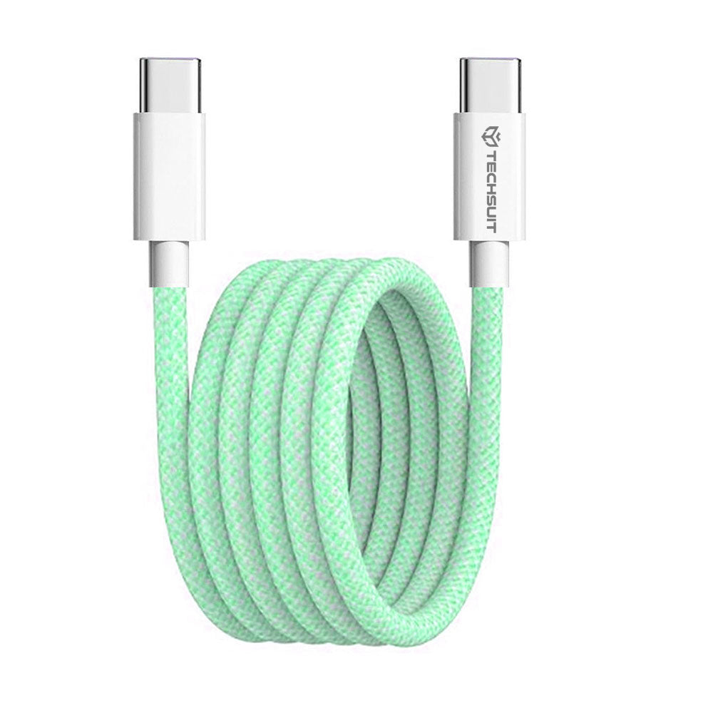 Cabo de Dados e Carregamento USB-C - USB-C Techsuit PCB114D, 60W, 1m, Verde