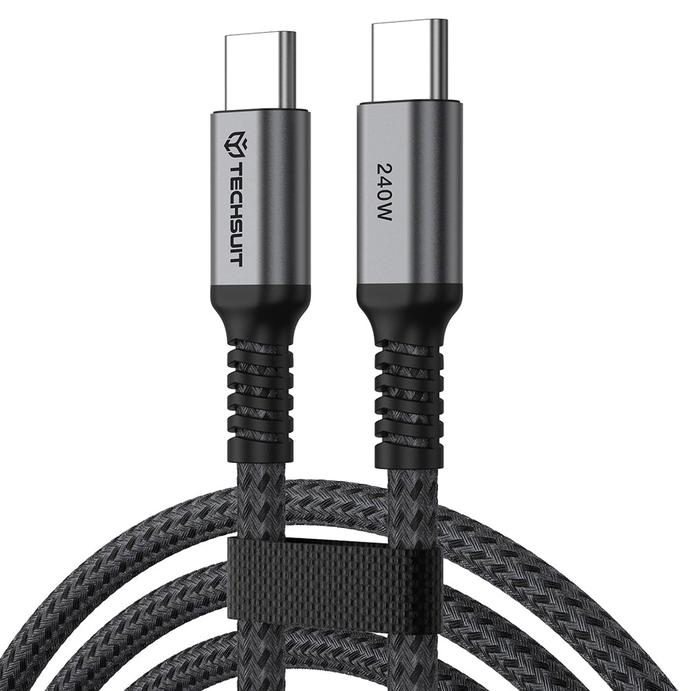 Cabo de Dados e Carregamento USB-C - USB-C Techsuit TitanSync Pro CX2, 240W, 2m, Cinzento