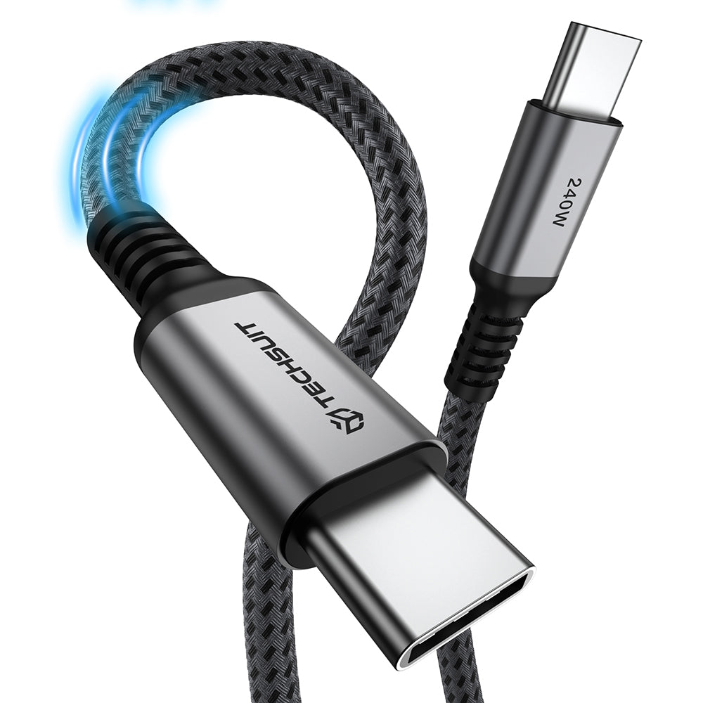Cabo de Dados e Carregamento USB-C - USB-C Techsuit TitanSync Pro CX2, 240W, 2m, Cinzento