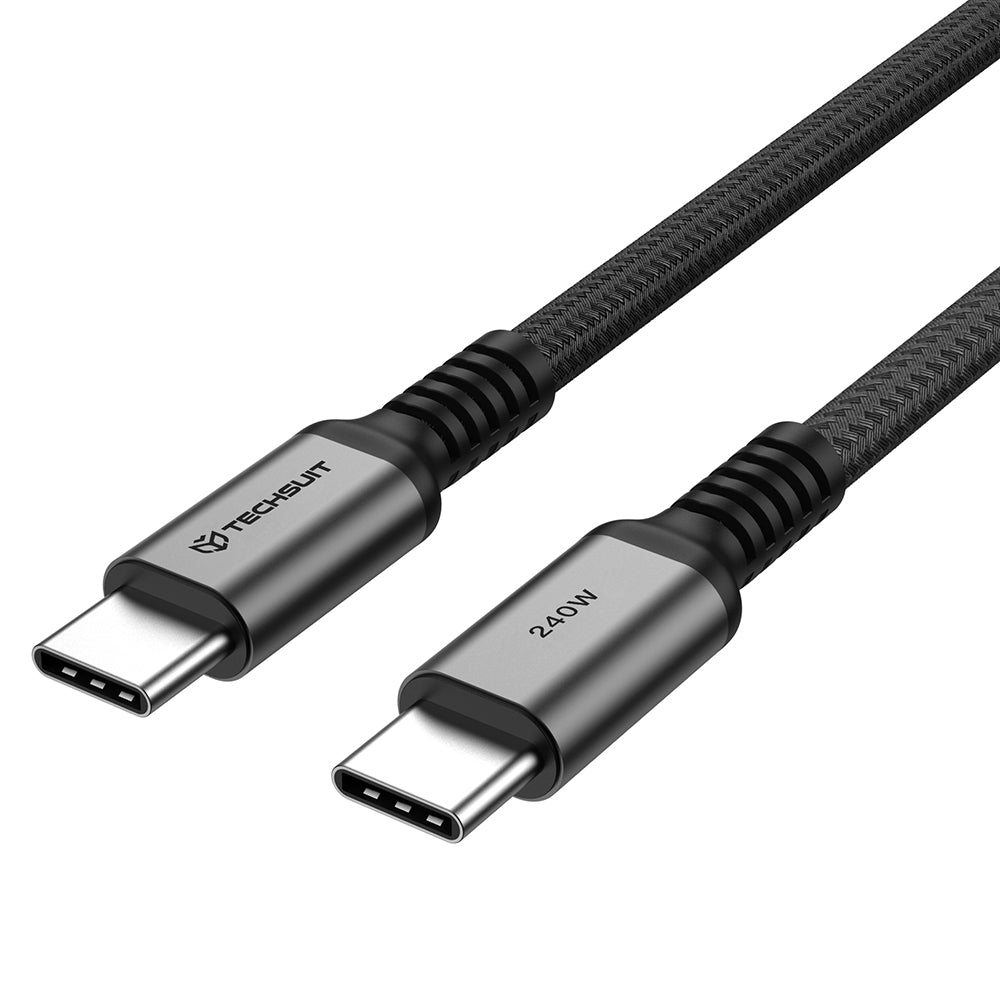 Cabo de Dados e Carregamento USB-C - USB-C Techsuit TitanSync Pro CX2, 240W, 2m, Cinzento