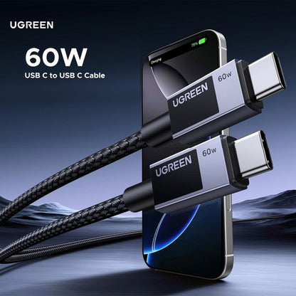 Cabo de Dados e Carregamento USB-C - USB-C UGREEN L524, 60W, 1m, Cinzento