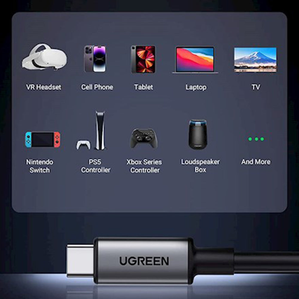 Cabo de Dados e Carregamento USB-C - USB-C UGREEN US551 (90629) Angled, 60W, 5m, Preto