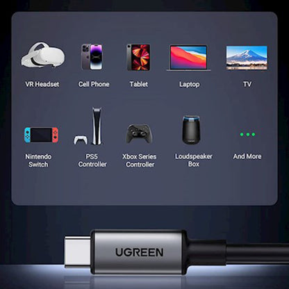 Cabo de Dados e Carregamento USB-C - USB-C UGREEN US551 (90629) Angled, 60W, 5m, Preto