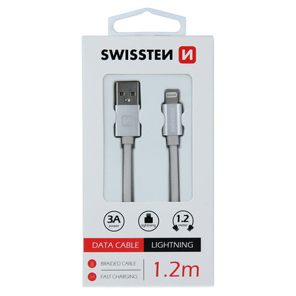 Cabo de carregamento e dados USB-A - Lightning Swissten, 18W, 1,2 m, prateado 71524203