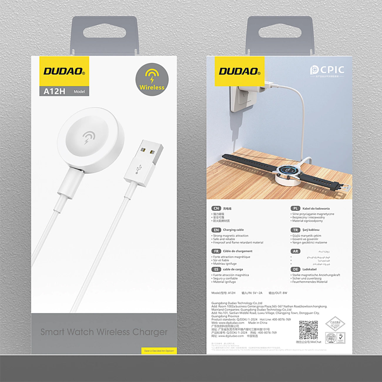 Carregador Wireless Dudao A12H para Huawei Watch Series, USB-A, Branco