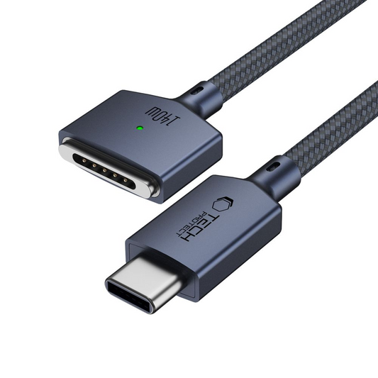 Cabo de Carregamento Tech-Protect MMC01 Ultraboost, USB-C - MagSafe 3, 140W, 2m, Azul Marinho