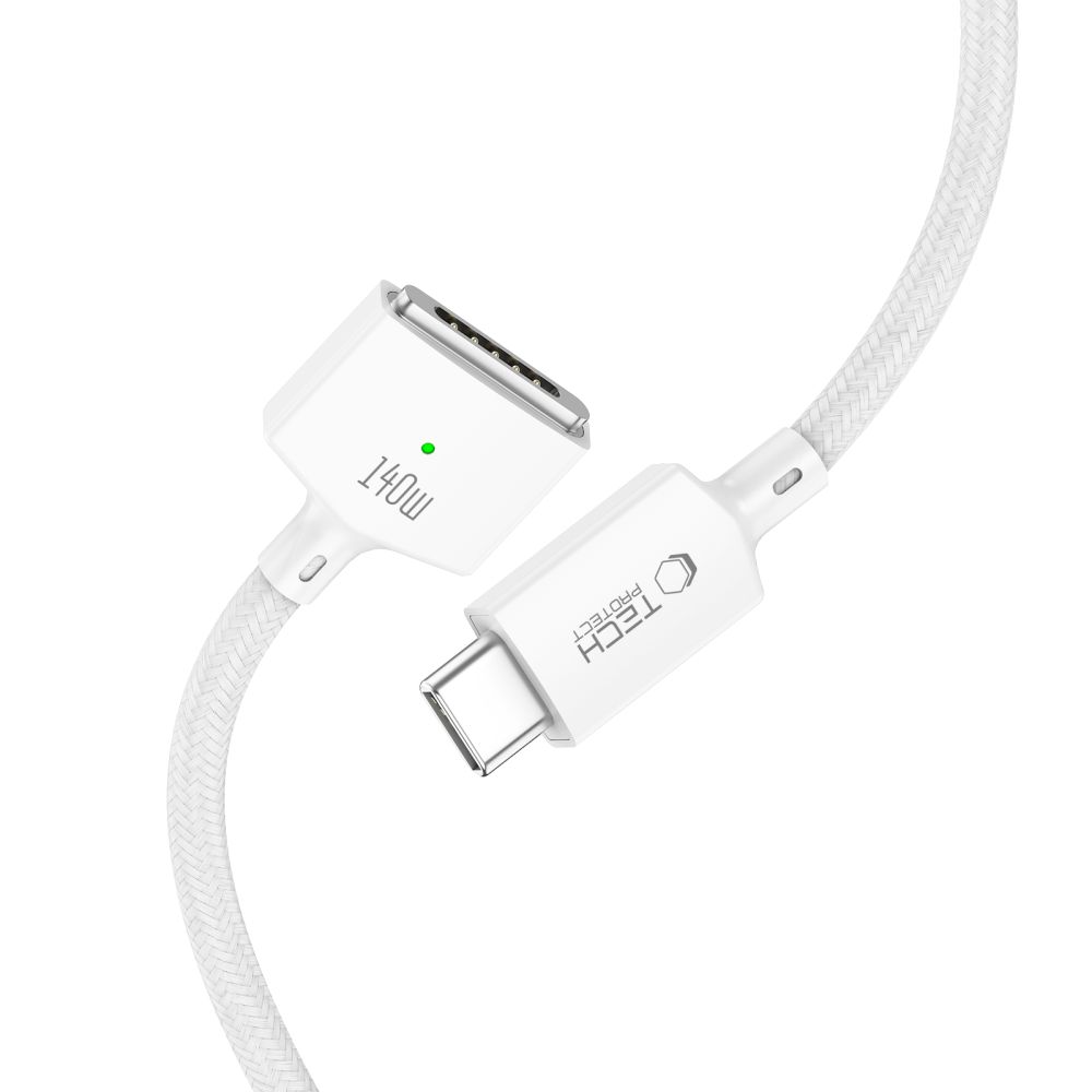 Cabo de Carregamento Tech-Protect MMC01 Ultraboost, USB-C - MagSafe 3, 140W, 2m, Branco