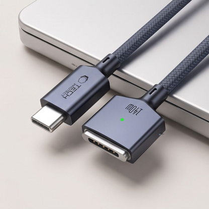 Cabo de Carregamento Tech-Protect MMC01 Ultraboost, USB-C - MagSafe 3, 140W, 3m, Azul Marinho