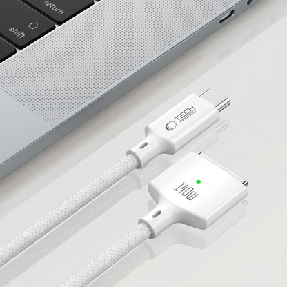 Cabo de Carregamento Tech-Protect MMC01 Ultraboost, USB-C - MagSafe 3, 140W, 2m, Branco